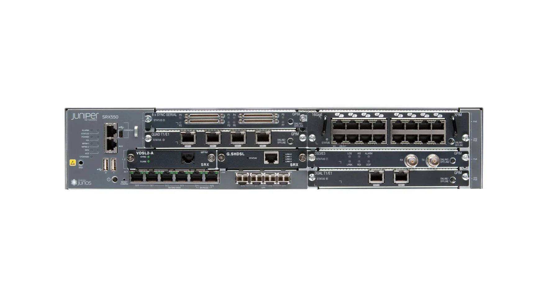 SRX550-645AP-M - Juniper SRX Series SRX550 4 x Ports 1000Base-X + 6 x Ports 1000Base-T 2U Rack-mountable Network Security Firewall Appliance